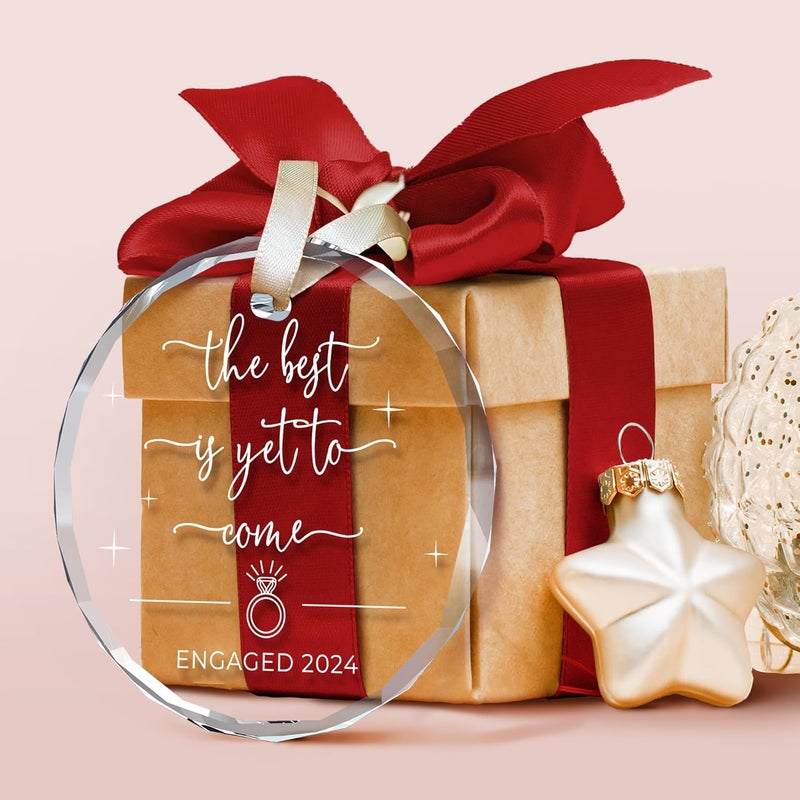 SUCHAGIFT Engagement Gifts for Couples - Gifts for Newly Engaged Couples - Happy Engagement Ornaments for Her, Bride, Bride to Be - Glass Ornament - Image 3